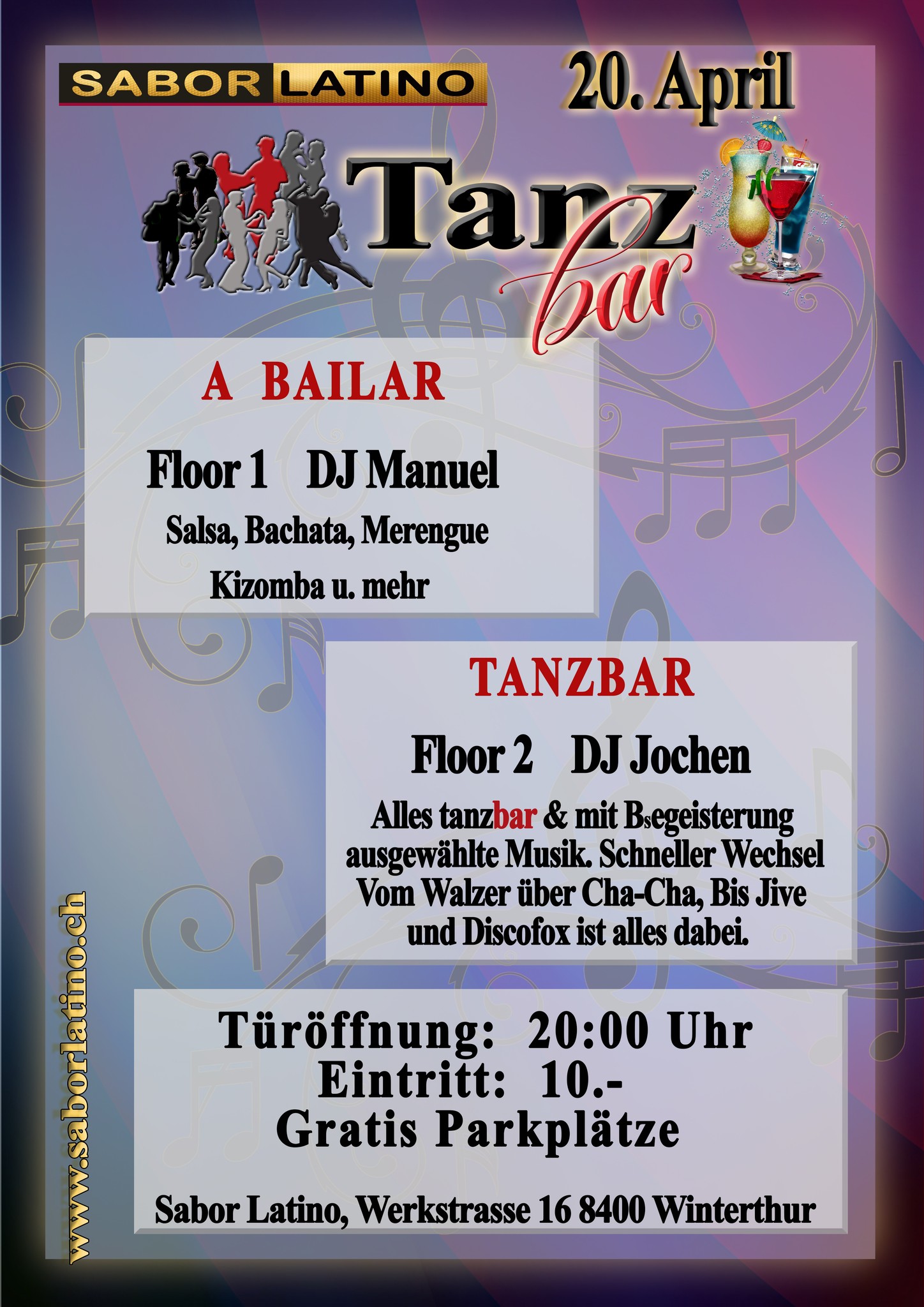 A BAILAR  &   TANZ-BAR     Floor 1:  Salsa Bachata und Co.   / Floor 2:  Standard von Walzer, Tango zu Jive usw.)